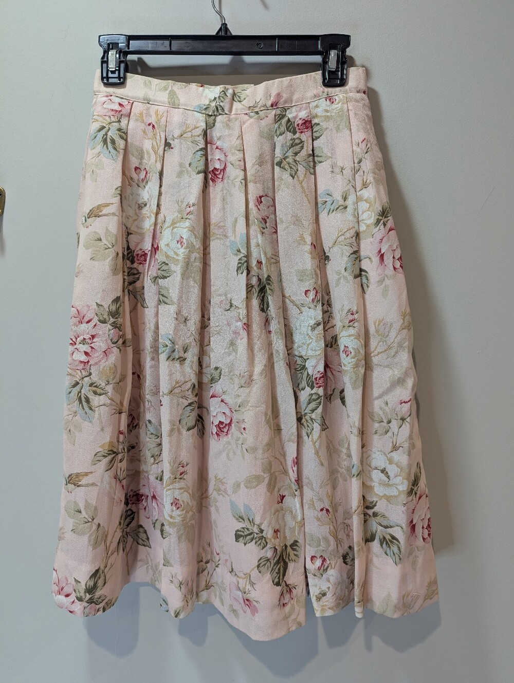 Susan Bristol Vintage Pink Floral Pleated Midi Lined Skirt Size 6